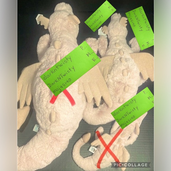 BNWT JellyCat Rose Medium Dragon, VHTF 26”, TAIL UNFURLED/ 20” FURLED ORIGINAL - Picture 3 of 12